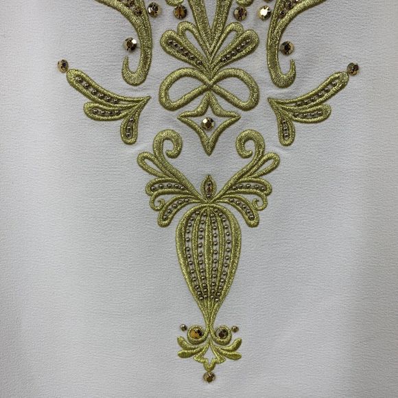 Lilly Pulitzer 0 Resort White Dallas Tunic Top Gold Embroidery Bead - Picture 5 of 12
